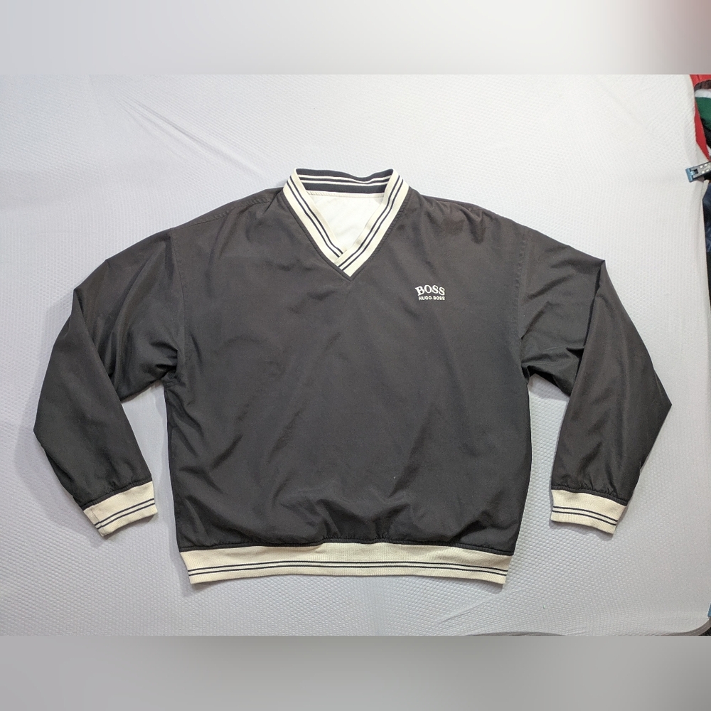 Rare HUGO BOSS Golf Reversible Pullover Windbreaker Shirt Windshirt Jacket L